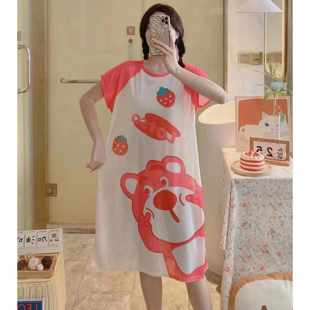 0800 SBT ชุดนอนกกระโปรง ผ้าคอตตอนลวดลายการ์ตูนน่ารักๆ มีหลายลายให้เลือกสินค้าขนาดเดียวพร้อมส่งจากไทย