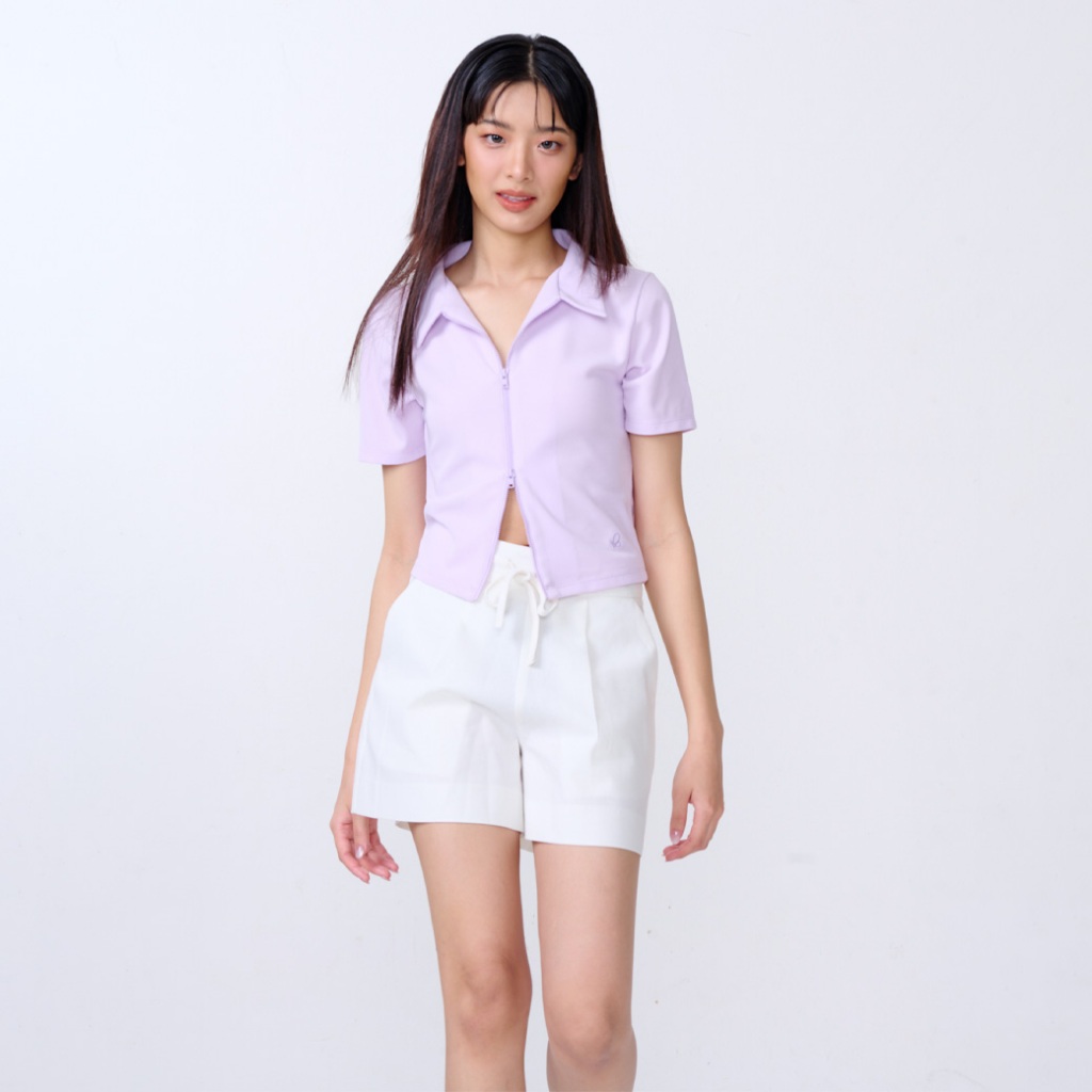Khaki Bros. - Ladies - Top Crop Shirt - เสื้อยืดคอปก - KL24K002