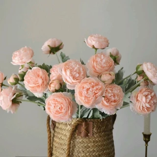 [พร้อมส่ง] ดอกโบตั๋นปลอม ดอกไม้ประดิษฐ์ สีสวยละมุน พร็อพถ่ายรูป ใส่แจกันตกแต่งในบ้าน คอนโด คาเฟ่