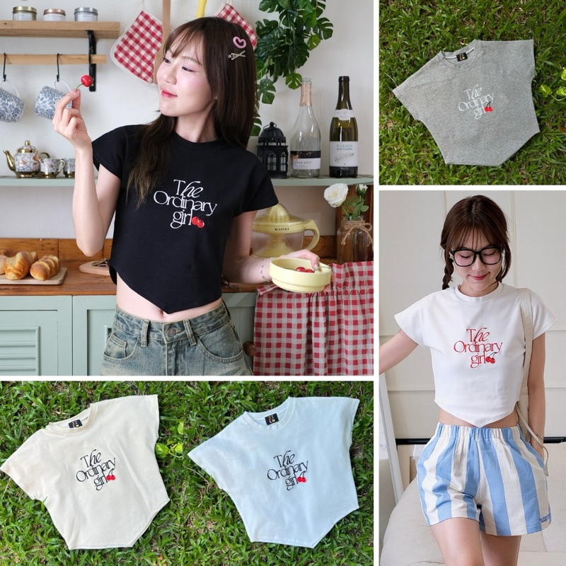 The ordinary girl baby tee เสื้อเบบี้ที ปลายเฉียง เว้าข้างเอว