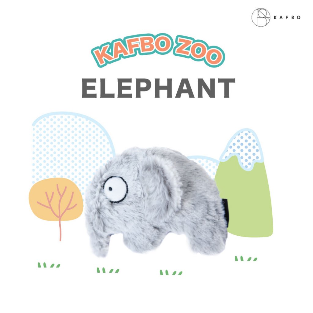 Kafbo : KAFBO Zoo Elephant ตุ๊กตาแคทนิปรูปช้าง สำหรับน้องแมว เสียงก๊อปแก๊ป กัดแทะฟัดสนุก(1PCS)
