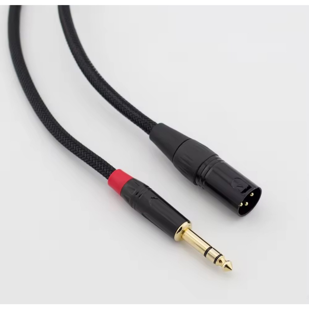 สายสัญญาณTRSเป็นXLRตัวผู้ออก6.35mmสายเชื่อมต่อสัญญาณTRSเป็นXLR สายยาว1M ตัวผู้สายไมค์ชุบทองชีลด์สองชั้นสำหรับไมโครโฟน