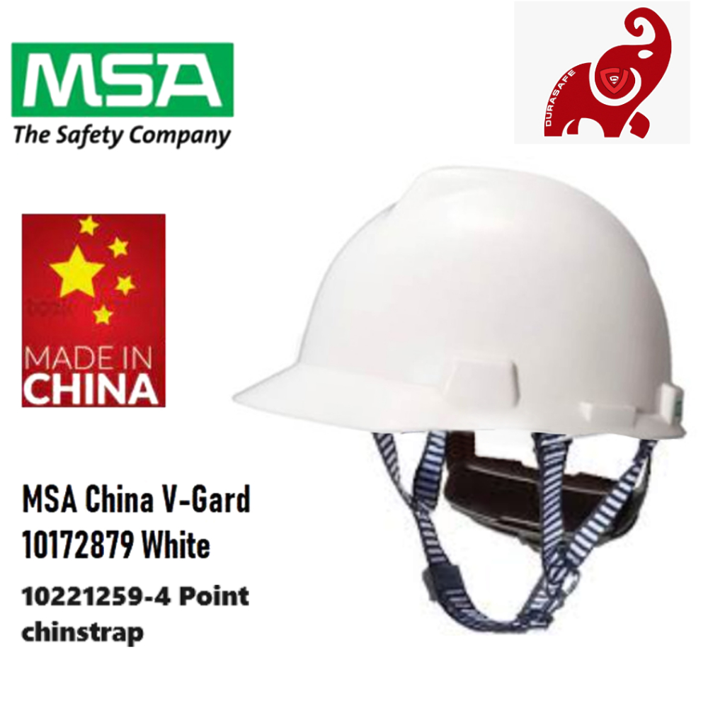 MSA 10172879 China Safety Helmet White with MSA10221259 4 Point Chinstrap