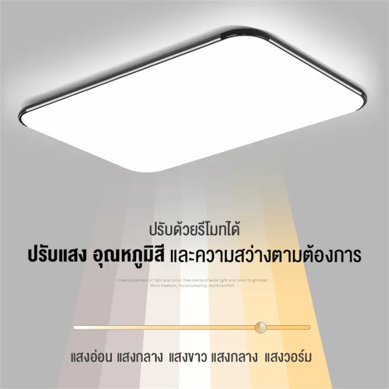 ไฟเพดานบ้าน โคมไฟเพดาน ไฟ LED หรี่แสงได้ พร้อมรีโมตคอนโทรล สไตล์โมเดิร์น เบาและบางลง สําหรับห้องนอน ห้องนั่งเล่น