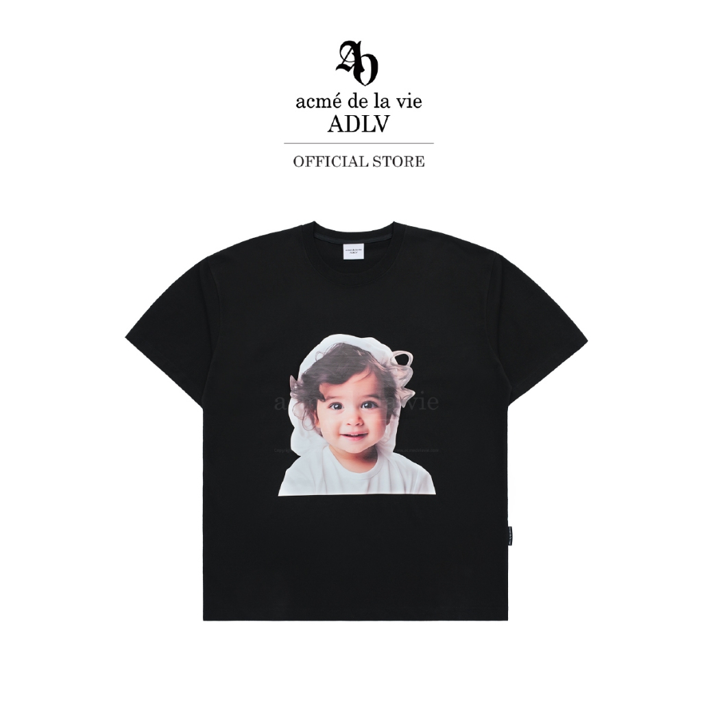ADLV เสื้อยืด Oversize Baby Face Wave Hair Short Sleeve T-Shirt Black (50301OBFSSU_S4BKXX)