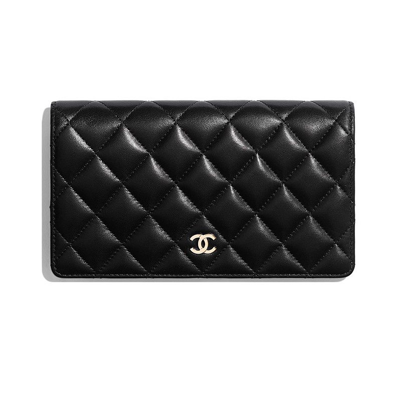 Chanel/หนังแกะ/กระเป๋าใส่เหรียญ/ที่ใส่การ์ด/คลัทช์/ของแท้ 100%