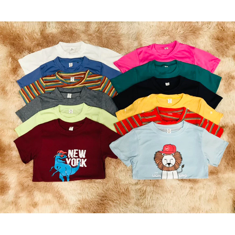 เสื้อยืดเด็กลายการ์ตูนสีสันสดใส
