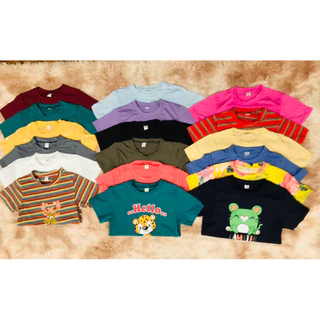 เสื้อยืดเด็กลายการ์ตูนสีสันสดใส