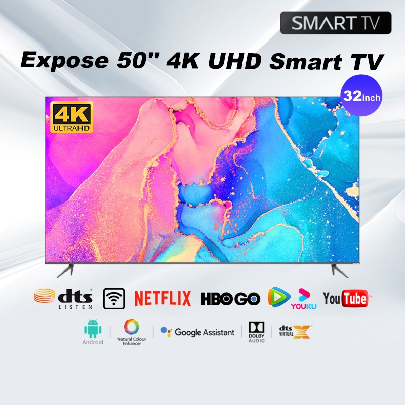 ทีวี 32 นิ้ว ทีวี 43 นิ้ว 4K UHD โทรทัศน์ Smart TV ทีวีจอแบน สมาร์ททีวี ระบบ Android TV Wifi/Youtube/Nexflix รับประกัน3ป