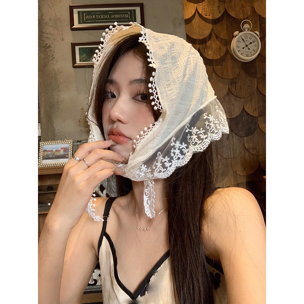 ส่งจากไทย ผ้าโพกหัว แฟชั่นเกาหลี แต่งขอบระบายลูกไม้ ผ้าผูกผม ผ้าคาดผม - รูปที่ 3