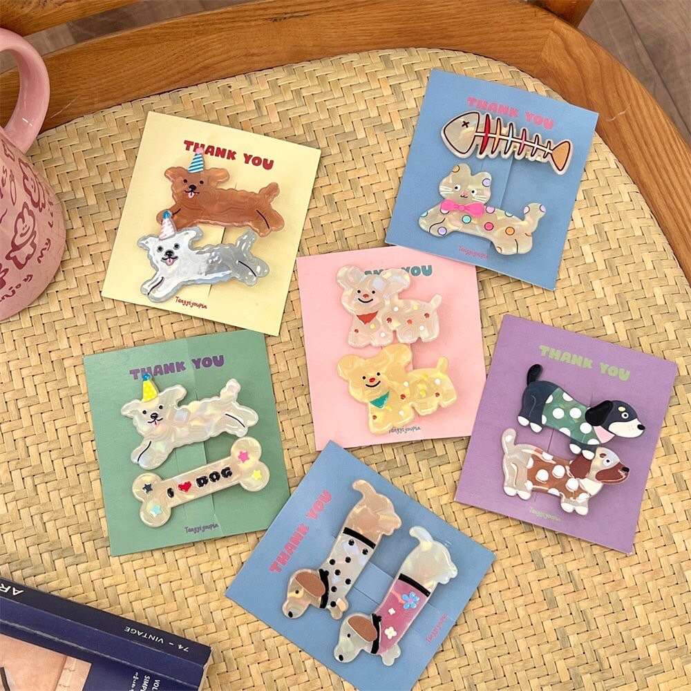 พร้อมส่ง!🇹🇭 ราคา/แพ็ค เซ็ตกิ๊บอะคริลิคติดผม Animal ขนาดต่างๆ หลากสีหลายโทน เนื้องานเกาหลี เกรดพรีเมียม ตัวหนีบทองเหลือง