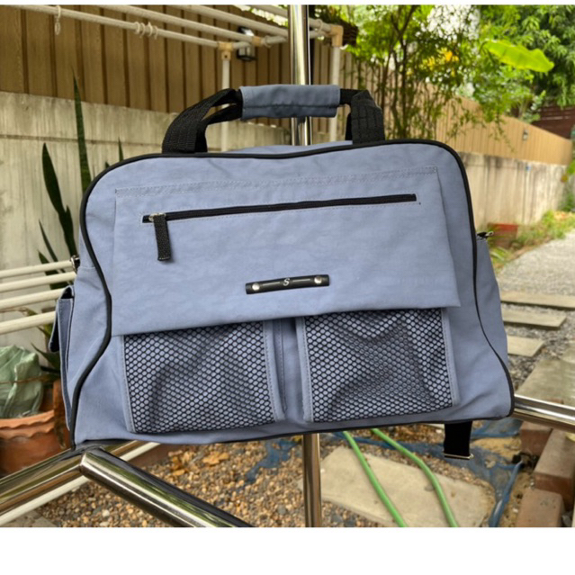 กระเป๋าเดินทางแบรนด์ Simply Style ผ้าเคลือบกันน้ำ สีฟ้าเทา