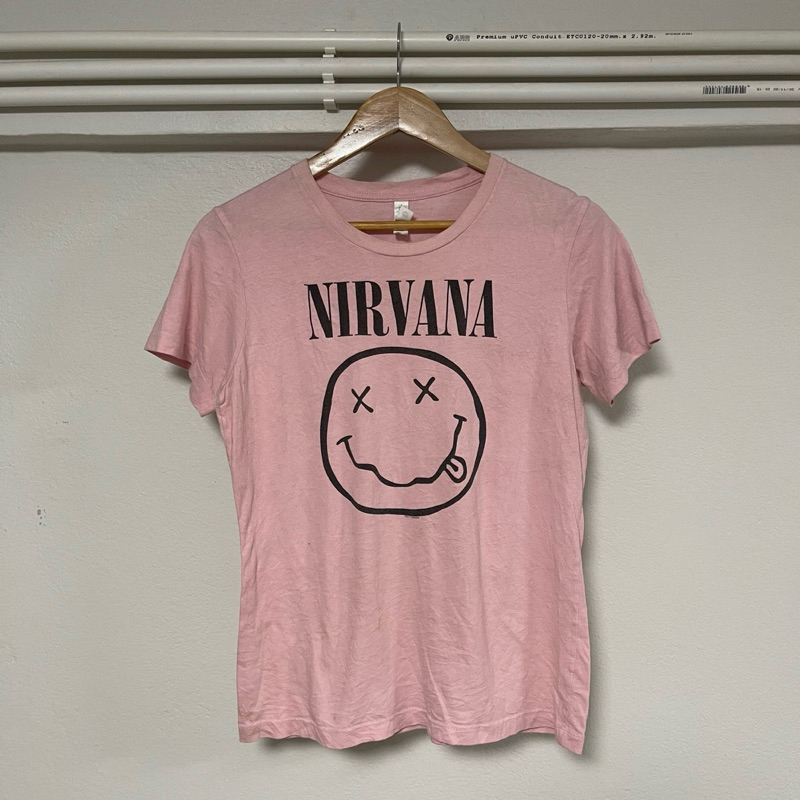 เสื้อมือสอง NIRVANA Pink (S17) เสื้อวงเรียบๆ สีสวย