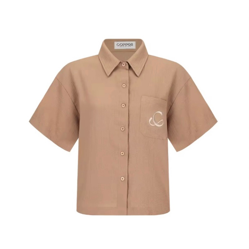 เสื้อเชิ้ตแขนสั้น แบรนด์ Copper.Bkk สี Teddy Brown