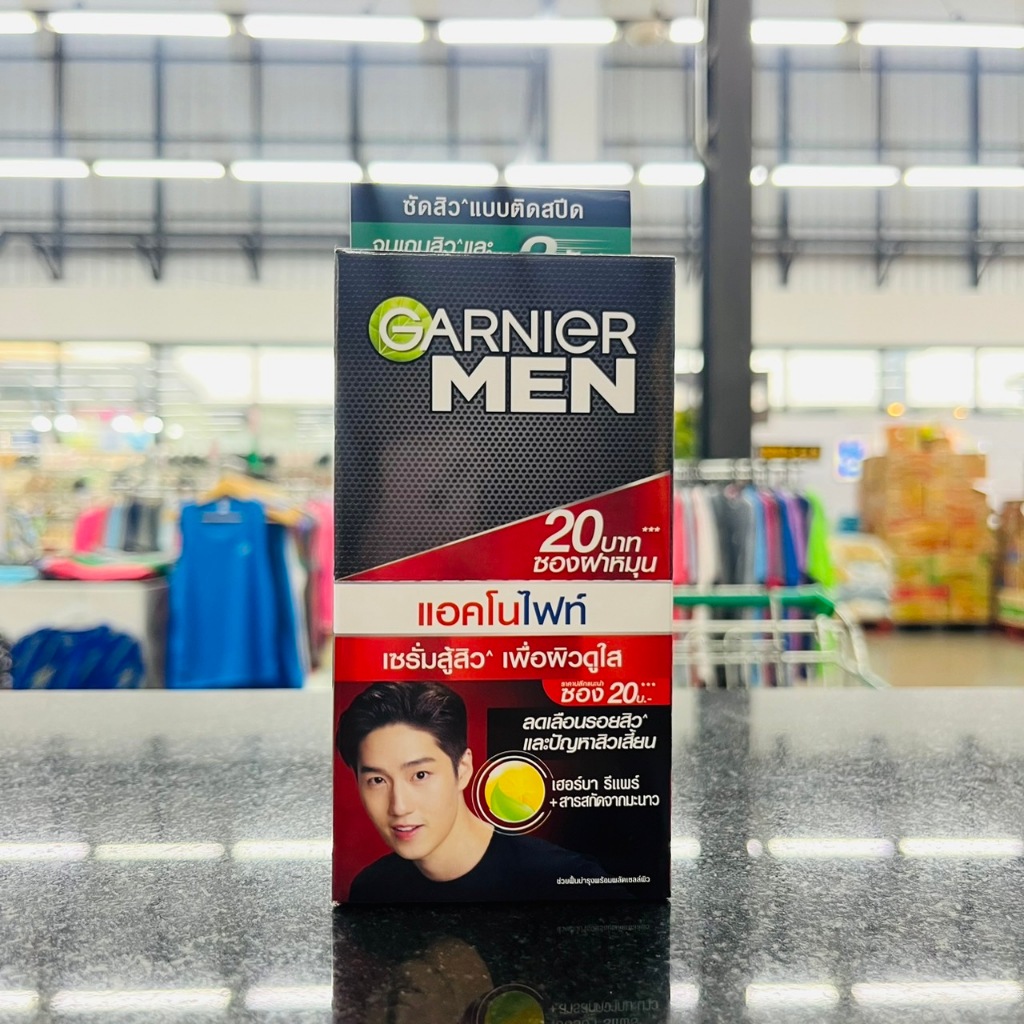 (6 ซอง) Garnier Men Acno Fight Whitening Serum การ์นิเย่ แอคโนไฟท์ ไวท์เทนนิ่ง เซรั่ม 7 มล.