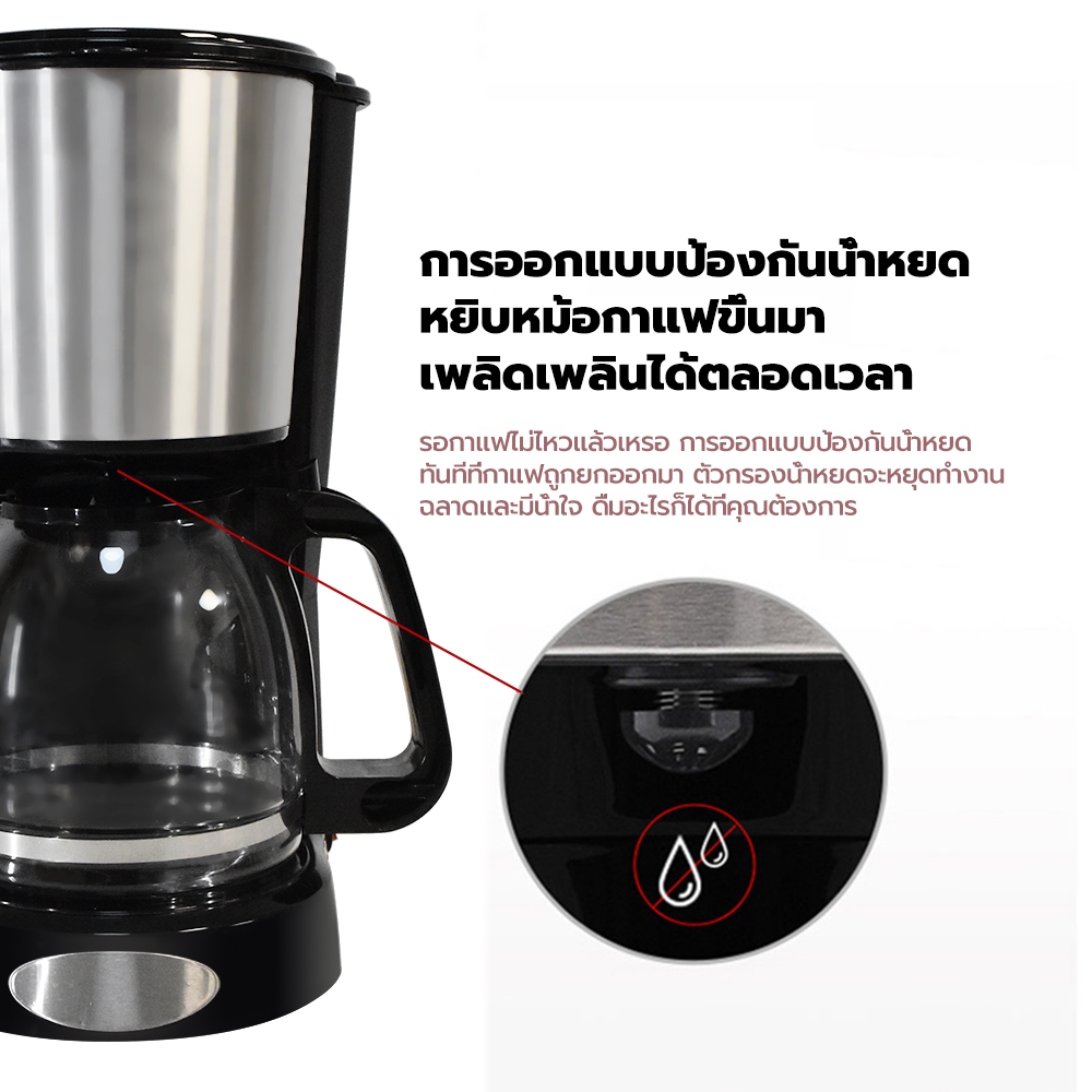 RS เครื่องชงกาแฟ ชงกาแฟ 1.5L ต้มได้ครั้งละ 16 แก้ว ชงกาแฟได้รวดเร็ว ที่บ้าน ออฟฟิศ เครื่องชงกาแฟ สําหรับ ร้านเล็กๆ