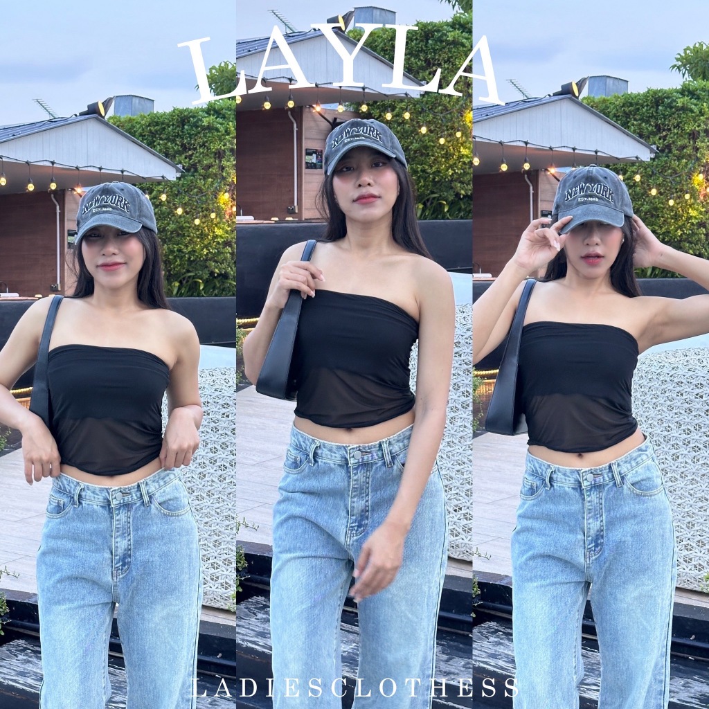 LADIESCLOTHESS #LC332 LAYLA CROP เกาะอก เสื้อเอวลอย