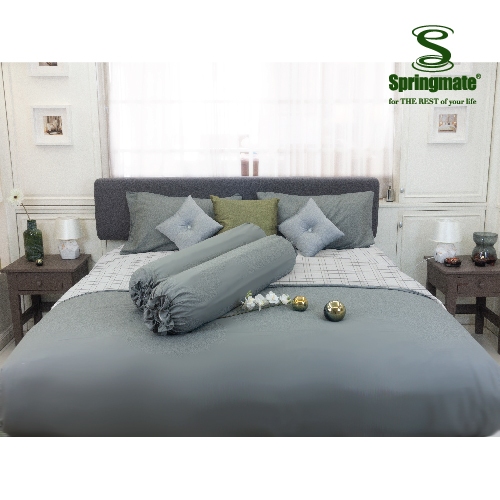 Springmate ชุดผ้าปูที่นอนพร้อมปลอกผ้านวม Premium Collection Tartan-Grey ส่งฟรี