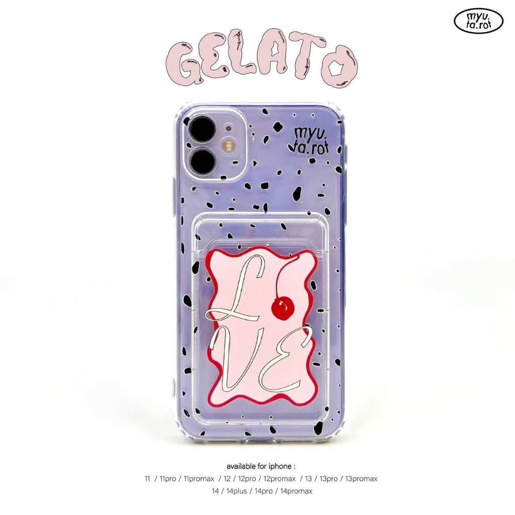 myutarot เคสมือถือใส่บัตร สำหรับไอโฟน ลาย Gelato เคสมือถือ เคสใส่การ์ด เคสน่ารัก