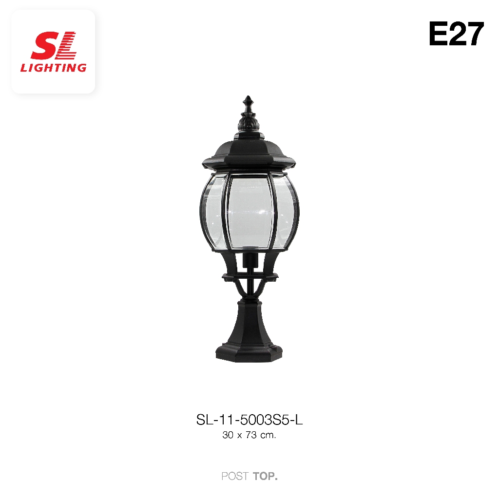 โคมไฟหัวเสา รูปแบบสไตล์ Classic สีดำ ขนาดใหญ่ รุ่น SL-11-5003S5-L