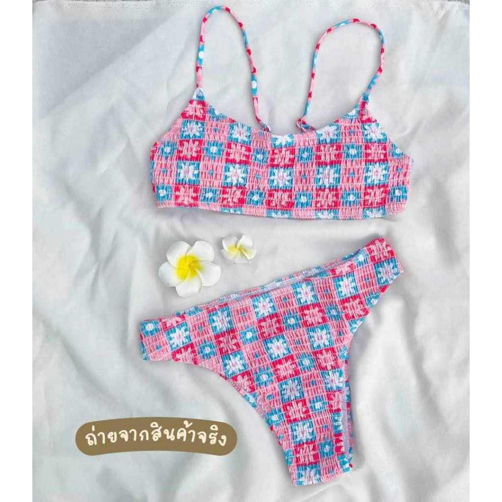 Swift BraTwo piece bikini บิกินี่พิมพ์ลายดอกไม้ รูปที่ 8