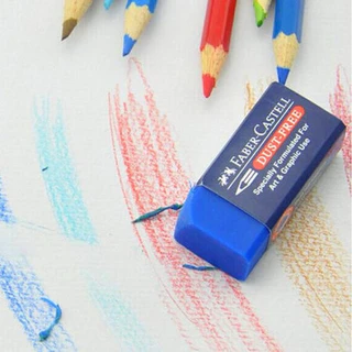 ยางลบดินสอ ไร้ฝุ่น เฟเบอร์คาสเทลส์ Faber-Castell รุ่น Dust-Free eraser ก้อนสีน้ำเงิน(ลบสีได้),สีดำลบดินสอ2บี 1 ก้อน