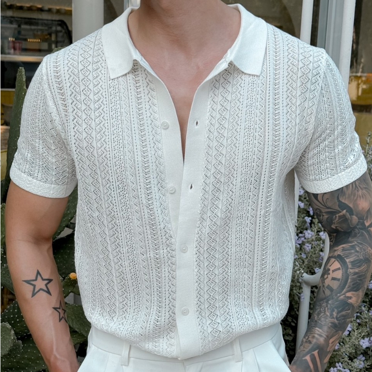 ROBMAN เสื้อตาข่ายผู้ชาย Summer Collection เสื้อผู้ชายเกาหลี ผู้ชายสายฝอ RM5001 สำหรับผู้ชายเท่ๆ ผ้า