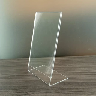 ป้ายอะคริลิคตั้งโต๊ะ A5 แนวตั้ง 15x21.5 cm อะคริลิคใส 2 หน้า ทรง L