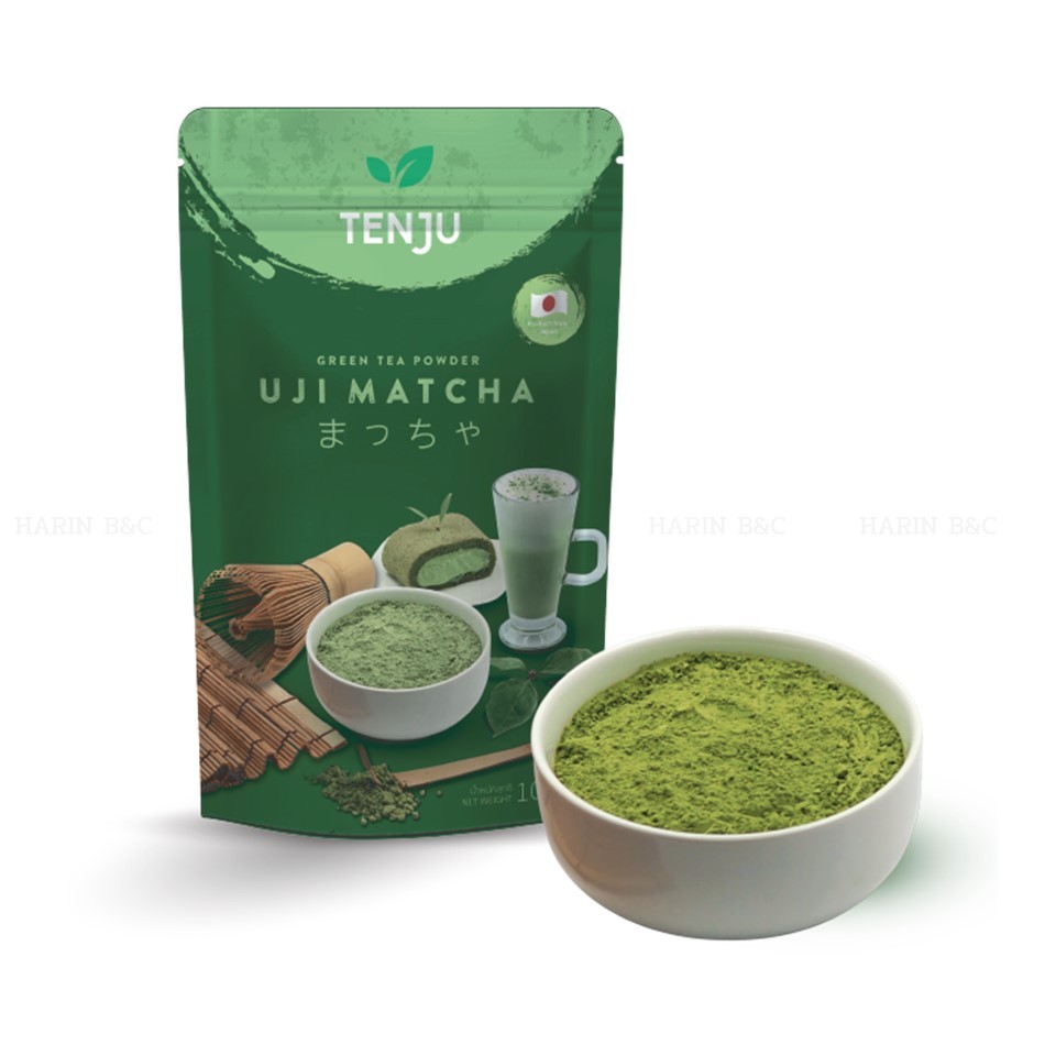 ผงมัทฉะชาเขียวแท้ จากเมืองอูจิ ญี่ปุ่น 100กรัม ตรา เทนจู  Tenju Uji Matcha Green Tea Powder 100g