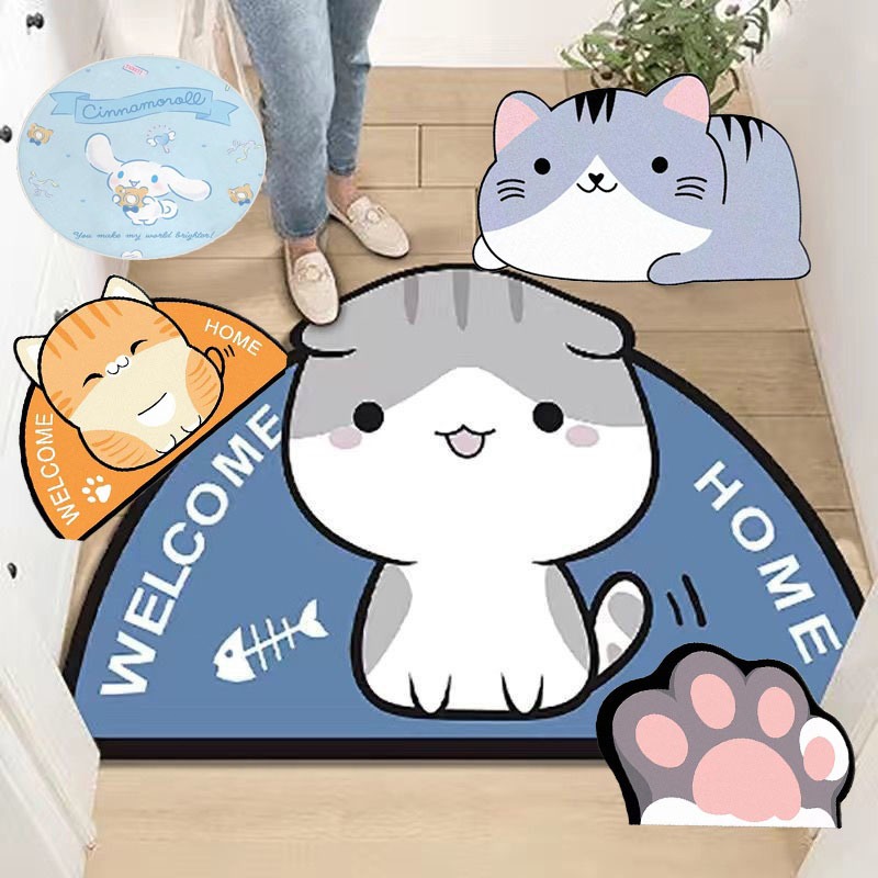 พร้อมส่ง พรมปูพื้น พรมเช็ดเท้ากันลื่น ดูดซับน้ำ แห้งไว นิ่มสบาย รูปแบบการ์ตูน 40×60cm ห้องน้ํา ตกแต่งห้อง