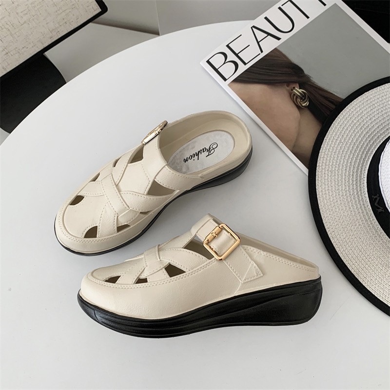SUNBALEE 🧸 FA-430 รองเท้าแบบสวมสีพื้น รองเท้าสไตล์เกาหลี เปิดส้น พื้นนิ่ม ใส่สบาย