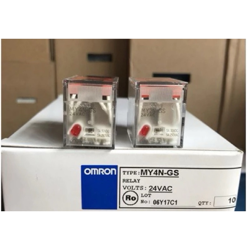 รีเลย์ ของแท้ใหม่ MY2N-GS MY4N-GS 12VDC 24VDC  220vac ดูที่ตัวเลือก ไม่รวม ซ็อกเก็ต