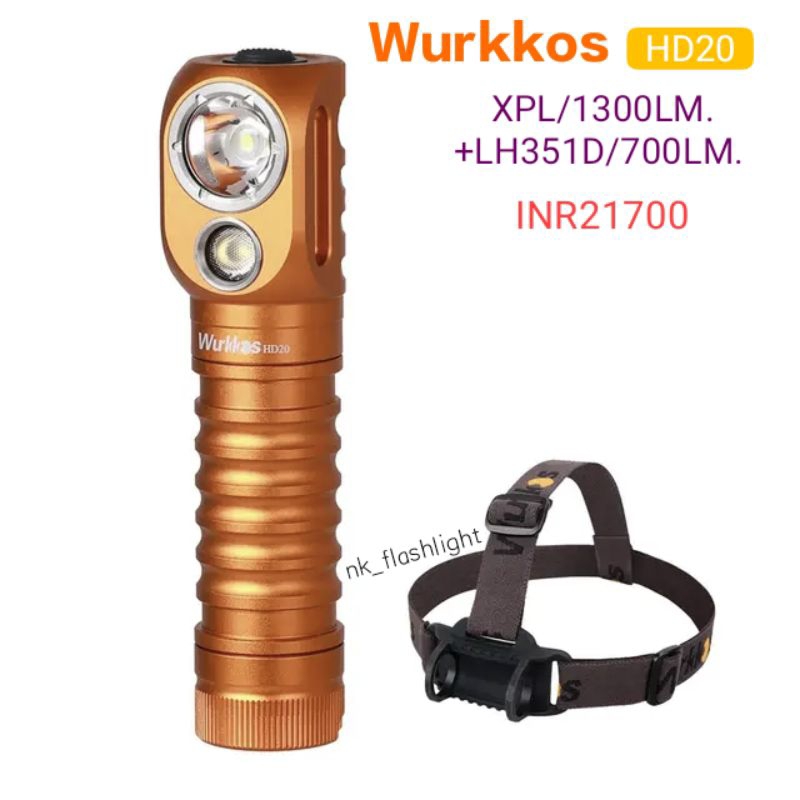 Wurkkos HD20 Super Bright 2000lm แบบชาร์จไฟได้ 21700 ไฟหน้าคู่ไฟหน้า LED พร้อม Magnetic Tail Work Camp Light