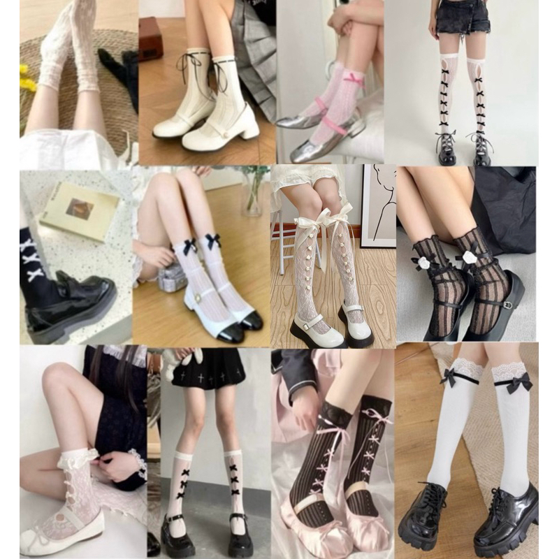 (พร้อมส่ง 🇹🇭 แบบมาใหม่) ส่งเร็ว ถุงเท้าลูกไม้/สไตล์เวียดนาม หลากหลายแบบ