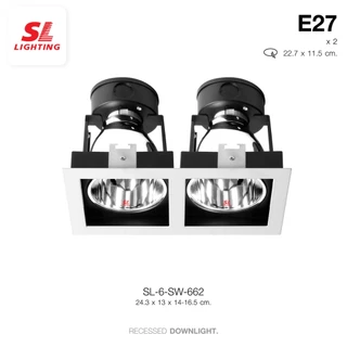 SL LIGHTING | Recessed Downlight โคมไฟดาวน์ไลท์ E27 แบบฝังฝ้า 2 ช่อง ทรงสี่เหลี่ยม รุ่น SL-6-662