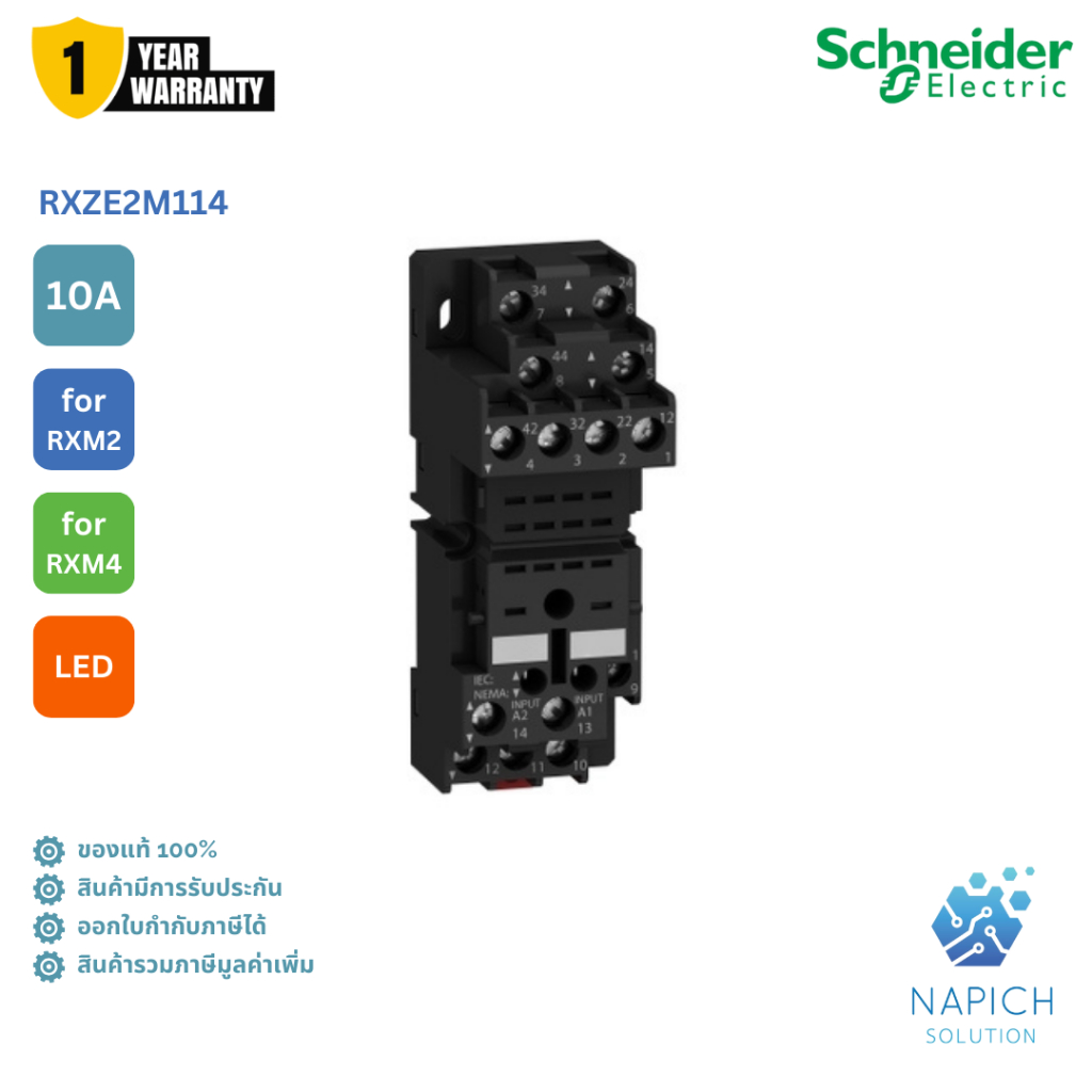 RXZE2M114 : รีเลย์รุ่น RXM2AB และ RXM4AB - Schneider Electric - Relay Socket