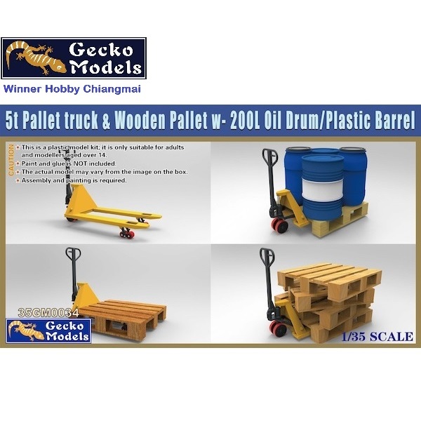 พลาสติก โมเดล ประกอบ Gecko Models ฟิกเกอร์ 35GM0034 5t Pallet Truck & Wooden Pallet w-200L Set 1/35