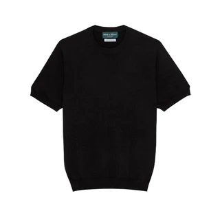[ส่วนลด30% 30XTRA87] MadetoMature Knitted Crew Neck Tee - Black เสื้อยืดคอกลมผ้าถัก สีดำ