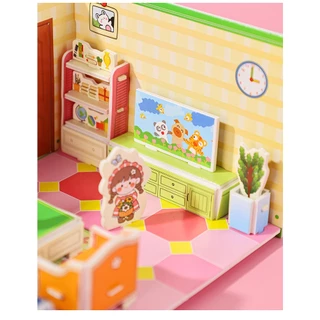 จิ๊กซอว์3D ภายในบ้าน บทบาทสมมุติ DIYเด็ก ของเล่นเสริมพัฒนาการเด็ก Creative Little Girl's Room