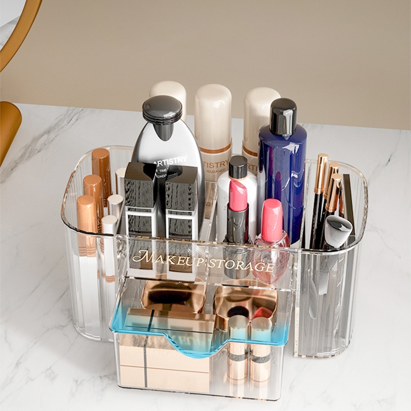 กล่องเก็บของบนโต๊ะ ช่อง กล่องเก็บเครื่องสำอางค์ กล่องเก็บเครื่องเขียน พลาสติก สำหรับตกแต่งบ้าน - รูปที่ 5