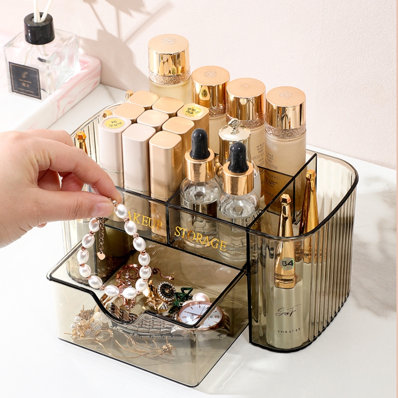 กล่องเก็บของบนโต๊ะ ช่อง กล่องเก็บเครื่องสำอางค์ กล่องเก็บเครื่องเขียน พลาสติก สำหรับตกแต่งบ้าน - รูปที่ 2