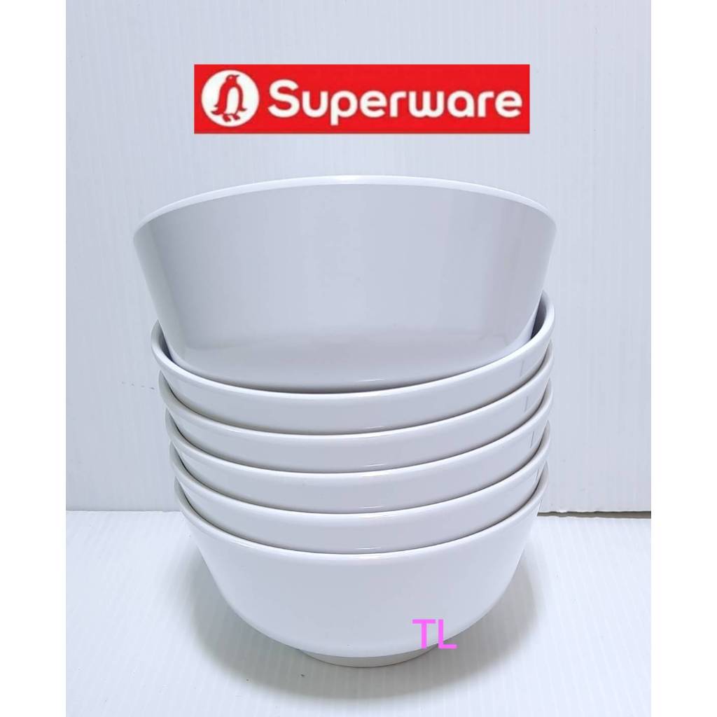 ซุปเปอร์แวร์ ชาม4.5"=6ชิ้น(ถ้วยแบ่งไม่มีกล่อง)สีขาวกลม ซุปเปอร์แวร์เกรดA เมลามีน100%