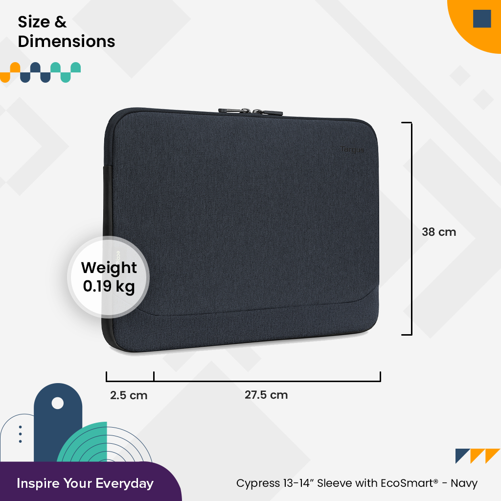 ซองกระเป๋าสำหรับใส่โน๊ตบุ๊คขนาด 11-14 นิ้ว Targus Cypress EcoSmart Sleeve [TBS64902GL-70, TBS64901GL-70, TBS64601GL-70] - รูปที่ 3