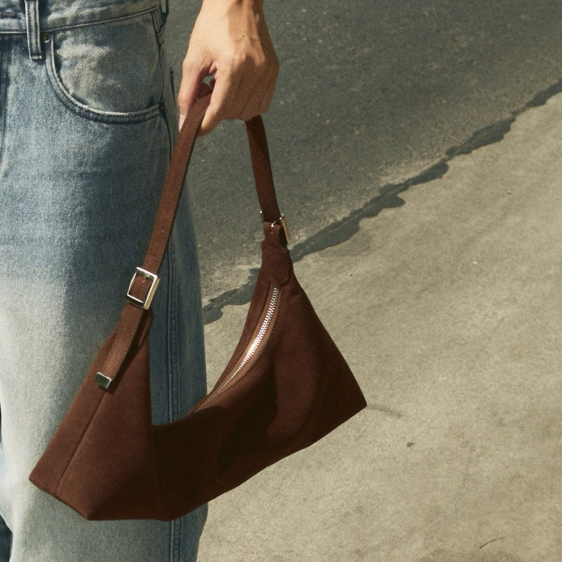 ส่งต่อ knack.bag - Jennie  bag (สายเล็ก) - Dark brown (หนังกลับ)