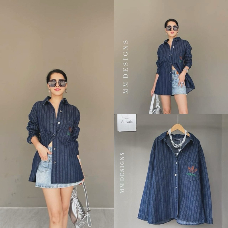 🌈🌿🌸🌺🌼💙🇰🇷Jeans Stripe ADD Long Sleeve Shirt