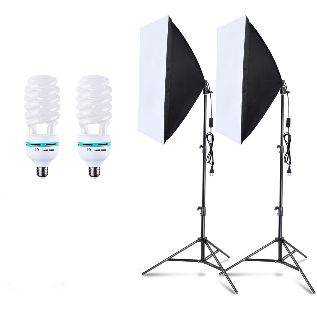 Softbox Lighting Kit 135W 5500K E27 Bulb Continuous Photography Lighting Photo Studio Lights Equipme