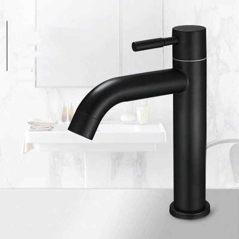 🔥ถูกที่สุด🔥 มาดามก๊อก ก๊อกน้ำอ่างล้างหน้า ทนทานวาล์วทองเหลืองไม่เป็นสนิ่มสแตนเลส แท้ สีดำ คองอ B-4006