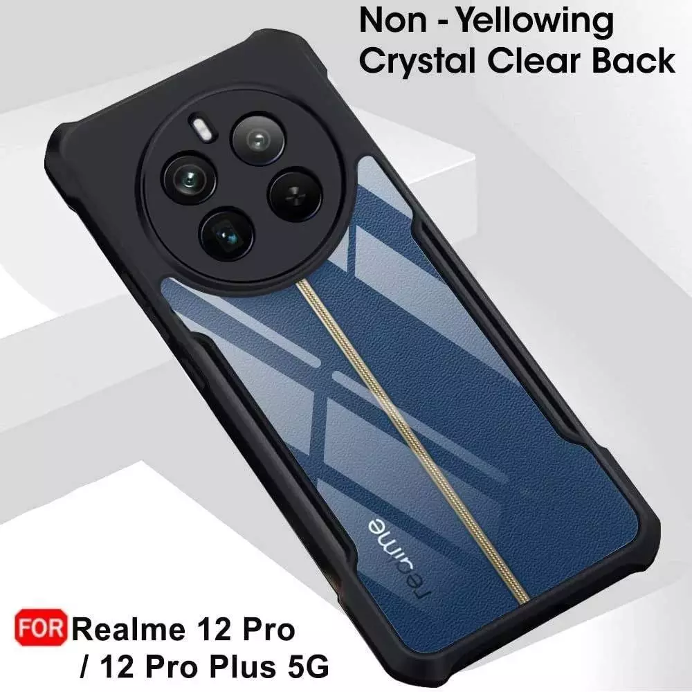 เคสRealme 12X 5G/Realme 12 5G/Realme 12 Pro Plus 5GเคสกันกระแทกขอบสีหลังใสRealme12+5G/Realme 12 Pro 5G/Realme 12Pro+5G