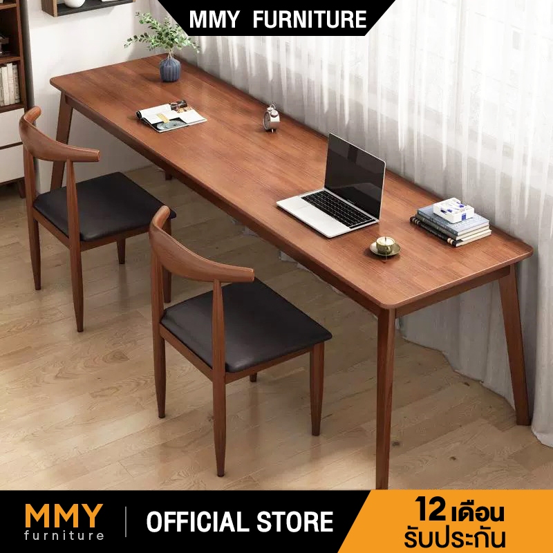 MMY โต๊ะยาว160CM ไม้เนื้อแข็งส หลายที่นั่ง ไตล์เรียบง่าย โต๊ะทำงาน โต๊ะในห้องนอน เหมาะสำหรับทำงานที่