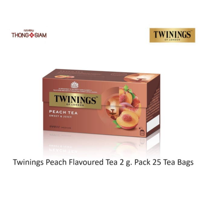 Twinings Peach Flavoured Tea ทไวนิงส์ ชาแต่งกลิ่น รสพีช ชนิดซอง 2 กรัม แพ็ค 25 ซอง